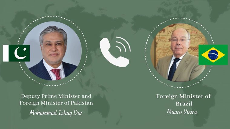 FM Ishaq Dar & Brazilian FM Mauro Vieira Discuss Global Peace & Ties